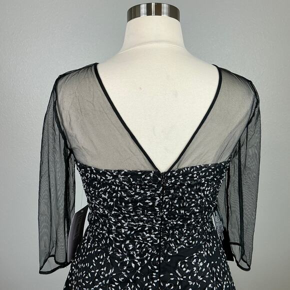 JS Collections Sequin Midi Fit and Flare 3/4 Sleeve Cocktail Dress Black Size 12 - Picture 9 of 13